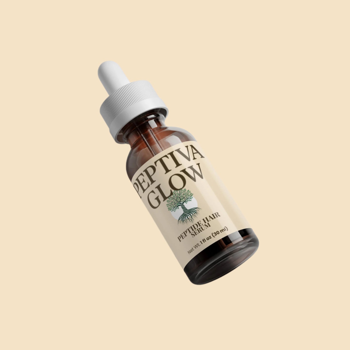 Bottle of Peptiva Glow on a beige background